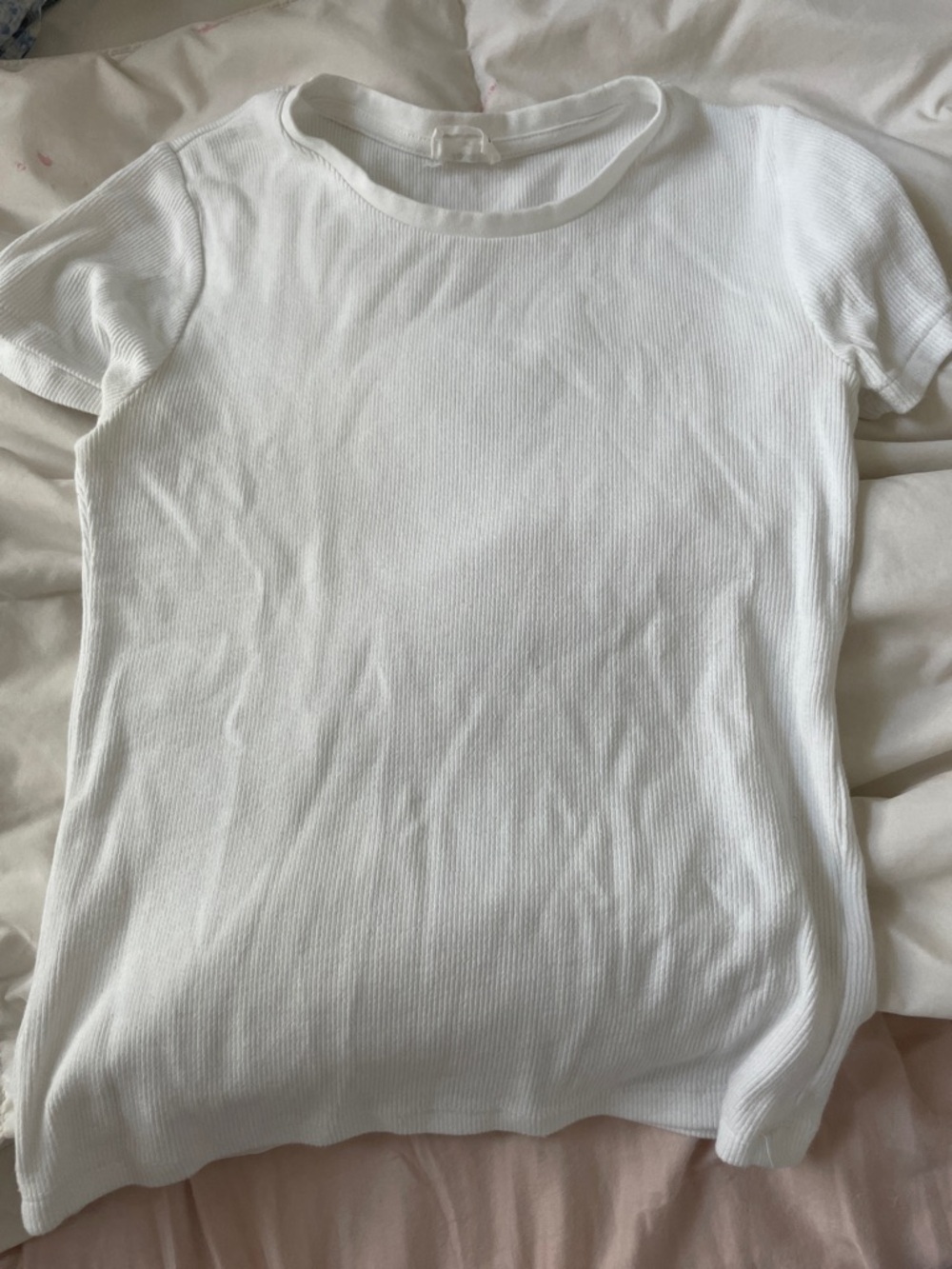 T.J.Maxx White Short Sleeve Ribbed Tee